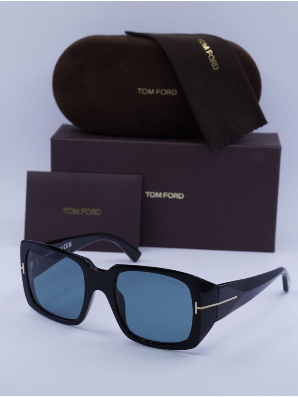 Tom Ford Ryder FT1035 01V Square Sunglasses - Shiny Black / Blue